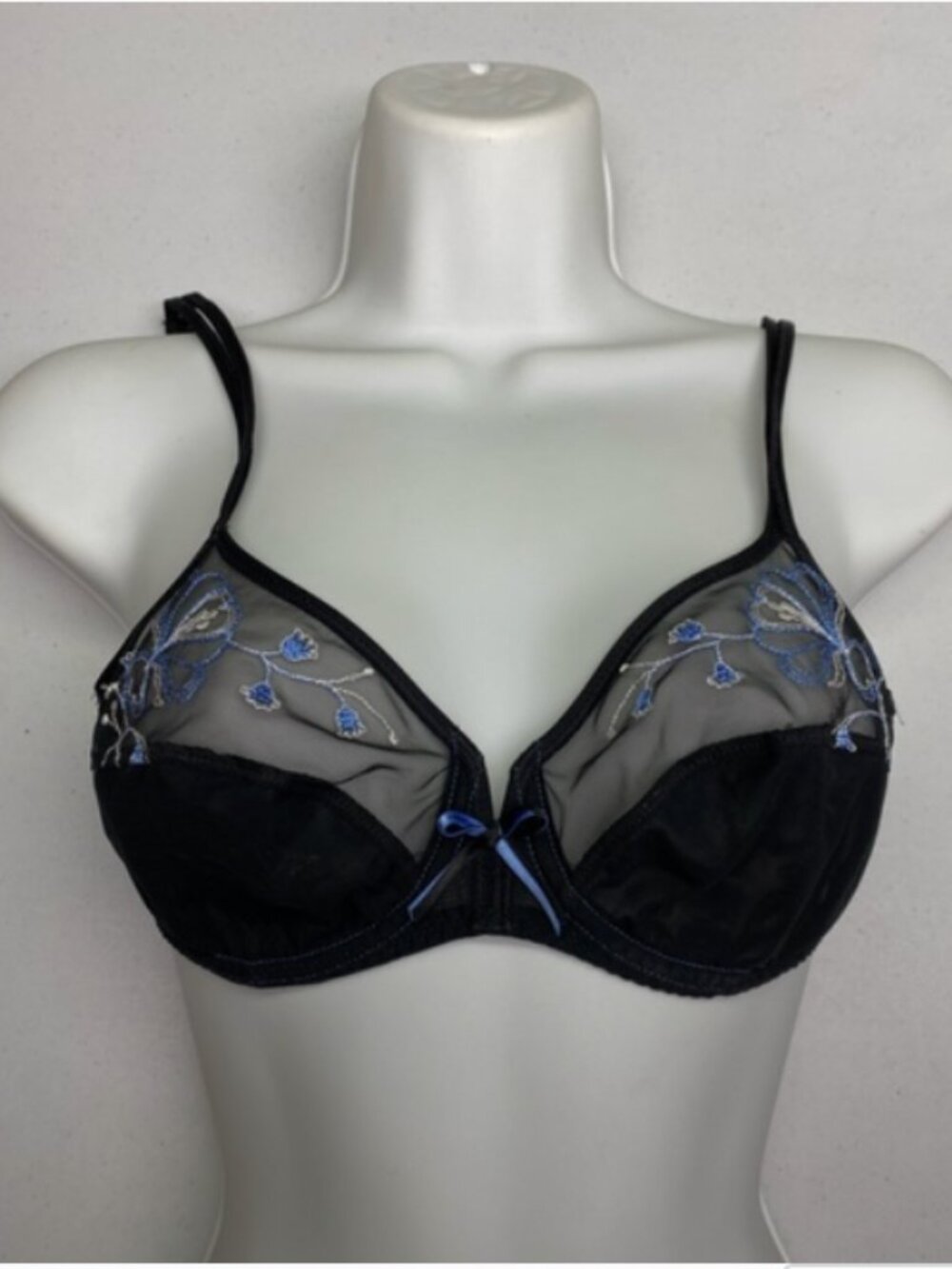 Simone Perele BLK/BLU Unlined Underwire, 34B *P1005